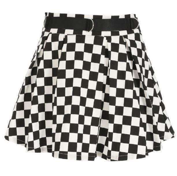 Trendy Y2K Checkerboard Skirt - Iconic 2000s Fashion Statement