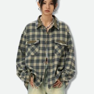 Trendy Y2K Checkered Shirt - Vintage 2000s Style for Effortless Aesthetic