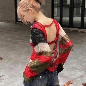 Trendy Y2K Crochet Sweater: Embrace 2000s Fashion Aesthetic