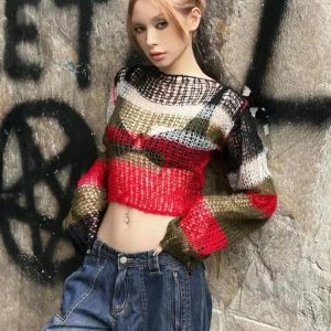 Trendy Y2K Crochet Sweater: Embrace 2000s Fashion Aesthetic