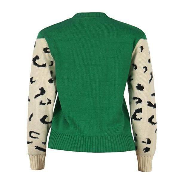 Trendy Y2K Fashion Green Leopard Sweater - 2000s Style Statement