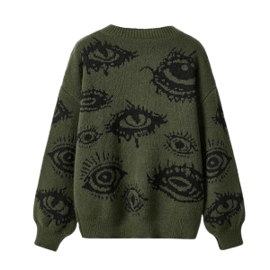 Trendy Y2K Fashion Open Eye Sweater - 2000s Style Aesthetic Top