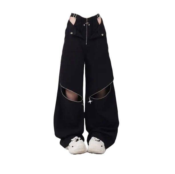 Trendy Y2K Fashion Open Zip Pants - 2000s Style for Effortless Chic