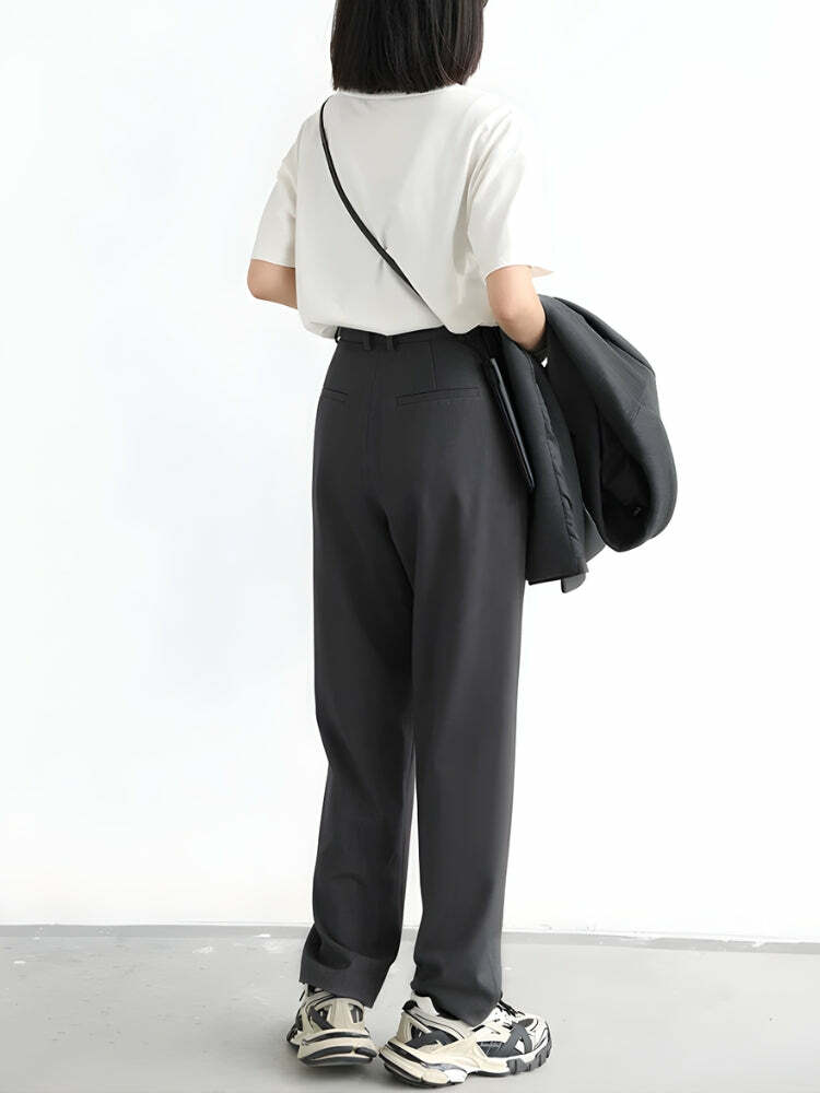 Trendy Y2K Fashion Tailored Pants - 2000s Style for Effortless Chic