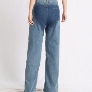 Trendy Y2K Fashion: Two Stylish Denim Cut Out Jeans for Unique Outfits