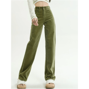 Trendy Y2K High Waist Corduroy Pants - 2000s Fashion Essential