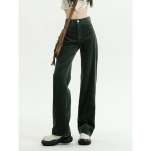 Trendy Y2K High Waist Corduroy Pants - 2000s Fashion Essential