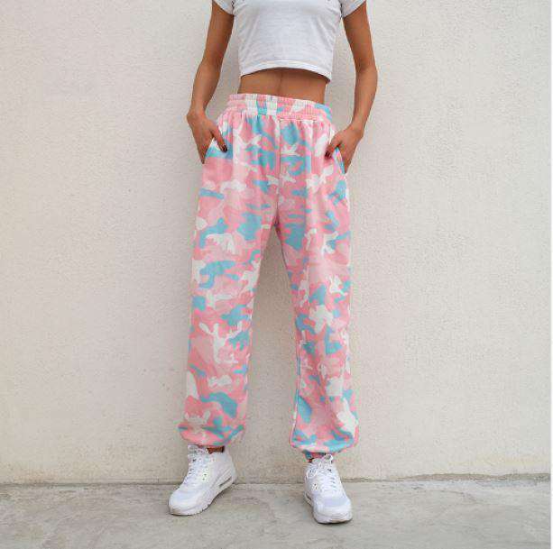 Trendy Y2K Pink Camouflage Pants - 2000s Style for Bold Outfits