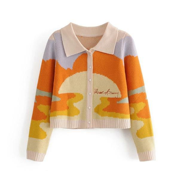 Trendy Y2K Sunset Sweater: Embrace 2000s Fashion with Cozy Style