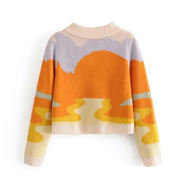 Trendy Y2K Sunset Sweater: Embrace 2000s Fashion with Cozy Style