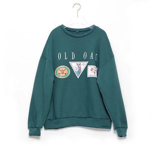 Vintage Forest Green Y2K Sweatshirt - Retro 2000s Style Essential