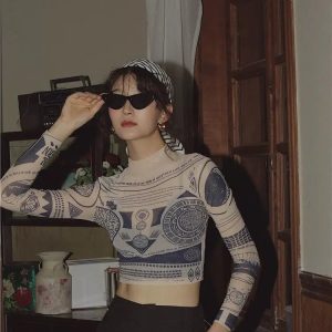 Y2K Aesthetic Ancient Egyptian Mystique Symbol Crop Top for Trendy Looks