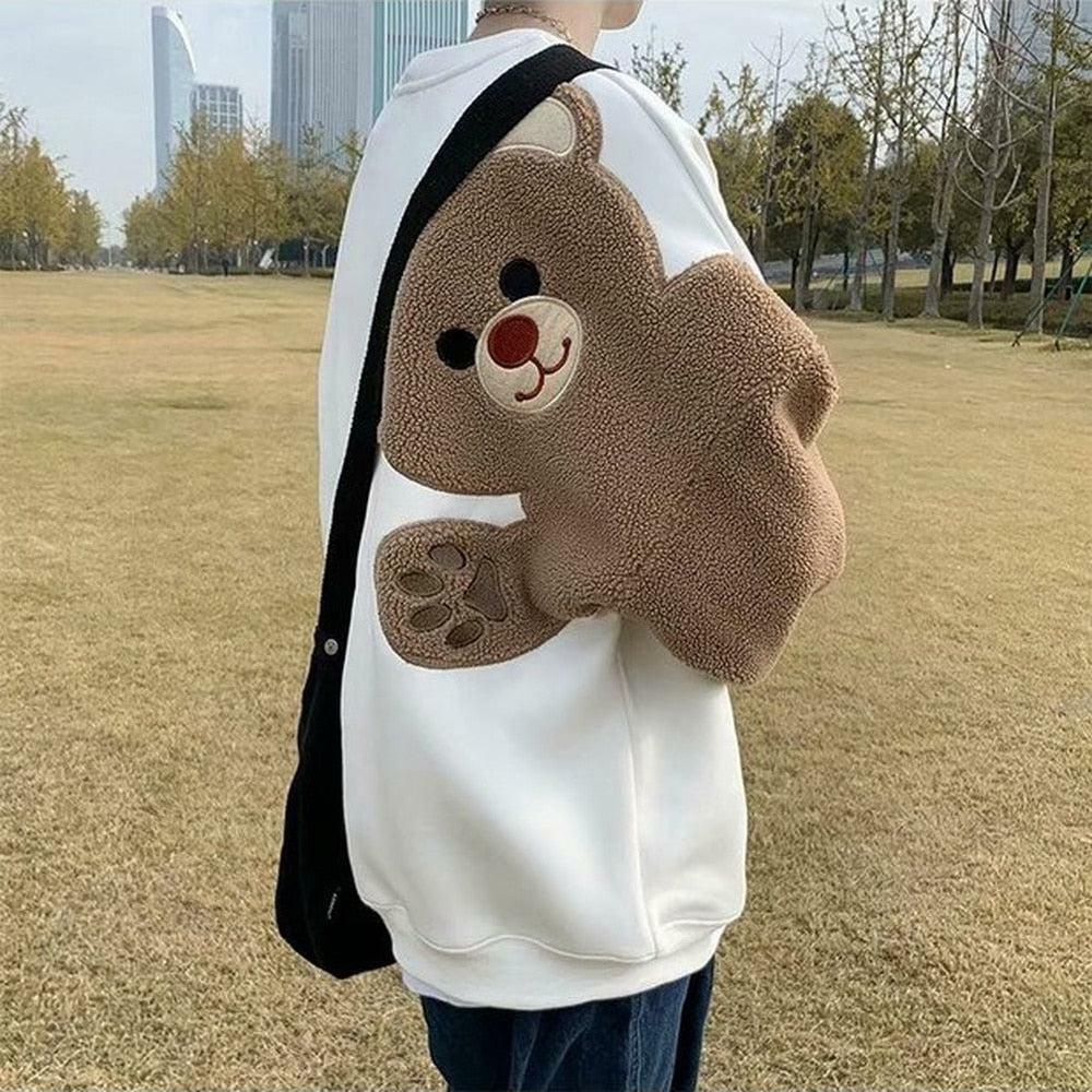 Y2K Aesthetic Bear Sleeve Sweatshirt - Retro 2000s Fashion Top