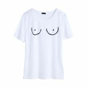 Y2K Aesthetic Boobs Print T-Shirt - Trendy 2000s Style Top