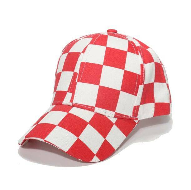 Y2K Aesthetic Checkered Cap - Trendy 2000s Style Accessory