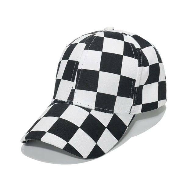 Y2K Aesthetic Checkered Cap - Trendy 2000s Style Accessory