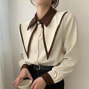 Y2K Aesthetic Contrast Shirt - Trendy 2000s Fashion for Stylish Looks