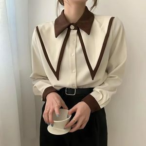 Y2K Aesthetic Contrast Shirt - Trendy 2000s Fashion for Stylish Looks