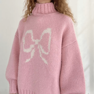 Y2K Aesthetic Cutesy Bow Sweater - Trendy 2000s Fashion Top