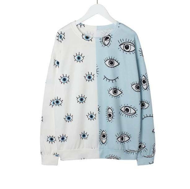 Y2K Aesthetic Eye Print Sweatshirt - Trendy 2000s Style Clothing