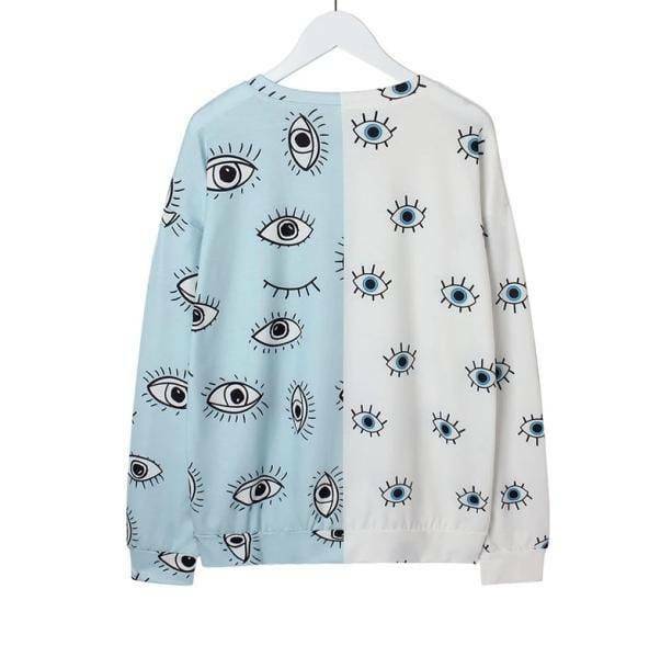 Y2K Aesthetic Eye Print Sweatshirt - Trendy 2000s Style Clothing