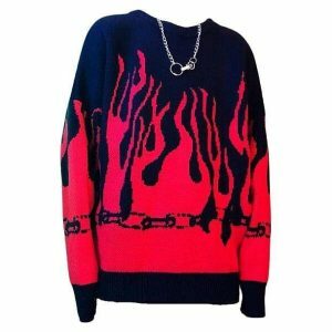 Y2K Aesthetic Flame Sweater - Trendy 2000s Style for Unique Outfits