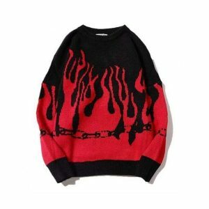 Y2K Aesthetic Flame Sweater - Trendy 2000s Style for Unique Outfits