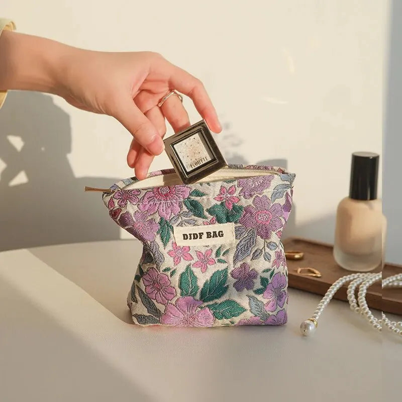 Y2K Aesthetic Floral Mini Makeup Bag - Cute 2000s Style Accessory