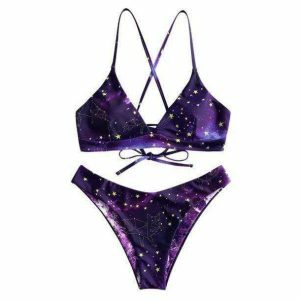 Y2K Aesthetic Galaxy Swimwear: Trendy 2000s Style for Summer Fun