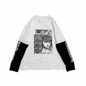 Y2K Aesthetic Japanese Anime Horror Sweatshirt - 2000s Fashion Trend