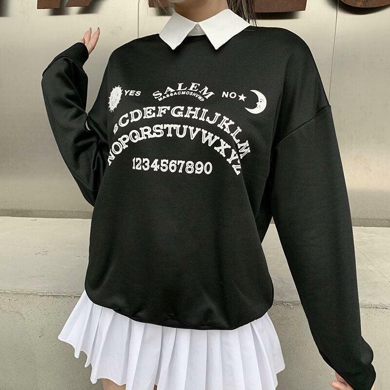 Y2K Aesthetic Letter Print Sweatshirt - 2000s Fashion Trend Top