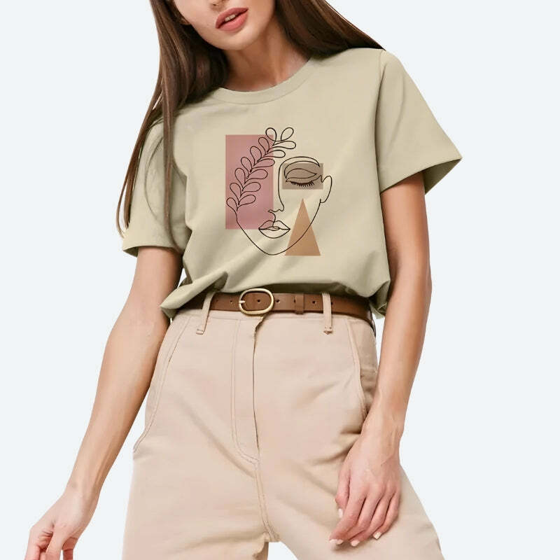 Y2K Aesthetic Minimal Tee - Trendy 2000s Fashion for Effortless Style