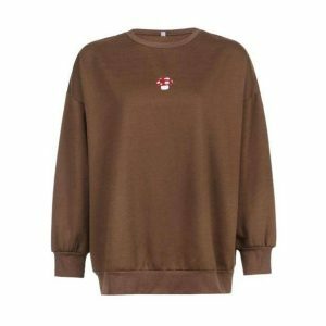 Y2K Aesthetic Mushroom Sweatshirt - Trendy 2000s Style Top