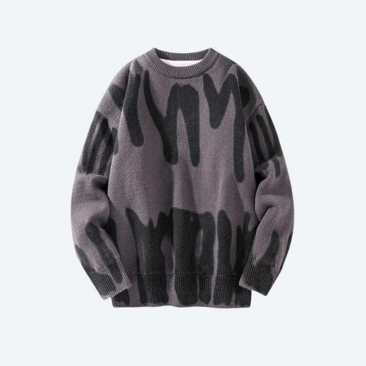 Y2K Aesthetic Spray Paint Soft Touch Knitted Sweater for Trendy Looks