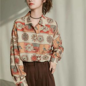 Y2K Aesthetic Vintage Figured Grandmacore Shirt - 2000s Fashion Trend