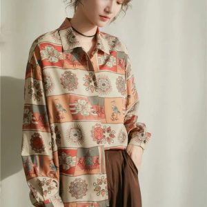 Y2K Aesthetic Vintage Figured Grandmacore Shirt - 2000s Fashion Trend