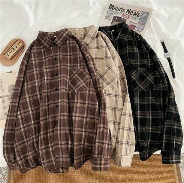 Y2K Aesthetic Vintage Plaid Shirt - 2000s Fashion Trend Top