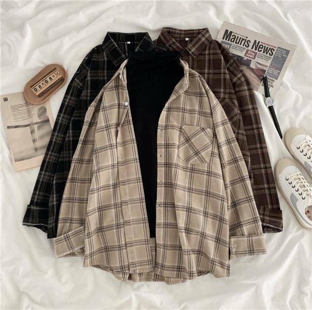 Y2K Aesthetic Vintage Plaid Shirt - 2000s Fashion Trend Top