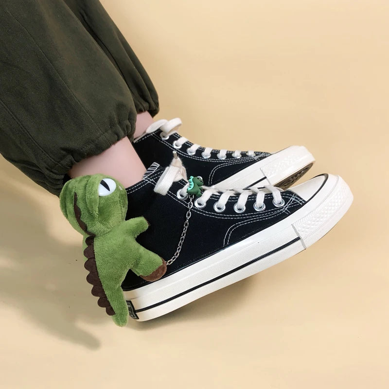 Y2K Aesthetic Weirdcore Dinosaur Canvas Shoes for Trendy Outfits