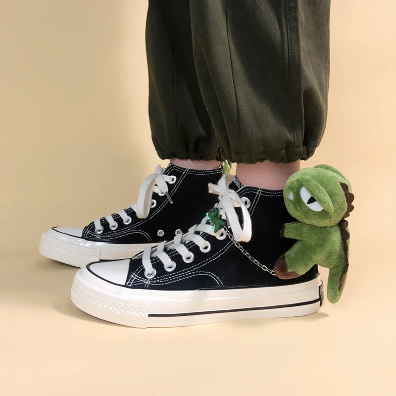 Y2K Aesthetic Weirdcore Dinosaur Canvas Shoes for Trendy Outfits