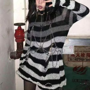 Y2K Aesthetic Weirdcore Sweater - Retro 2000s Fashion Statement