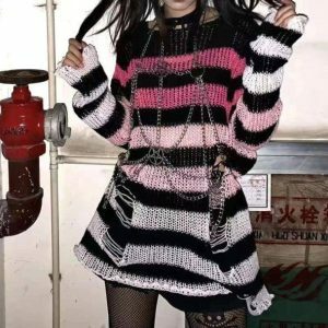 Y2K Aesthetic Weirdcore Sweater - Retro 2000s Fashion Statement