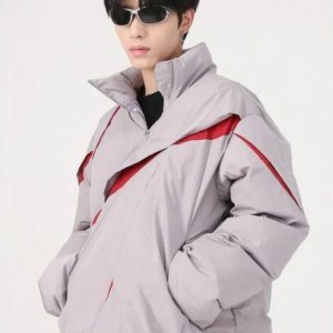 Y2K Asymmetrical Zipper Puffer Jacket - Trendy 2000s Fashion Outerwear