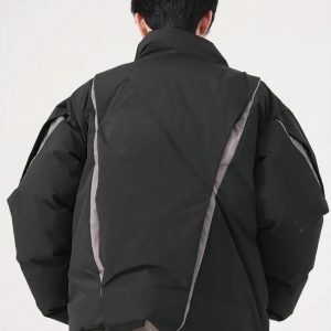 Y2K Asymmetrical Zipper Puffer Jacket - Trendy 2000s Fashion Outerwear