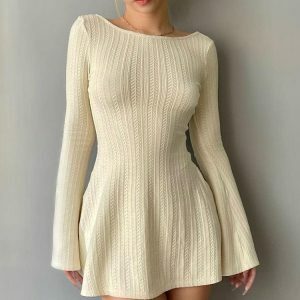 Y2K Backless Mini Dress - Trendy 2000s Fashion for a Chic Look