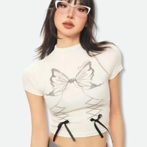 Y2K Butterfly Crop Top - Trendy 2000s Style Aesthetic Clothing