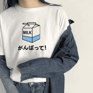 Y2K Cartoon Milk Tee: Trendy 2000s Style for a Nostalgic Aesthetic