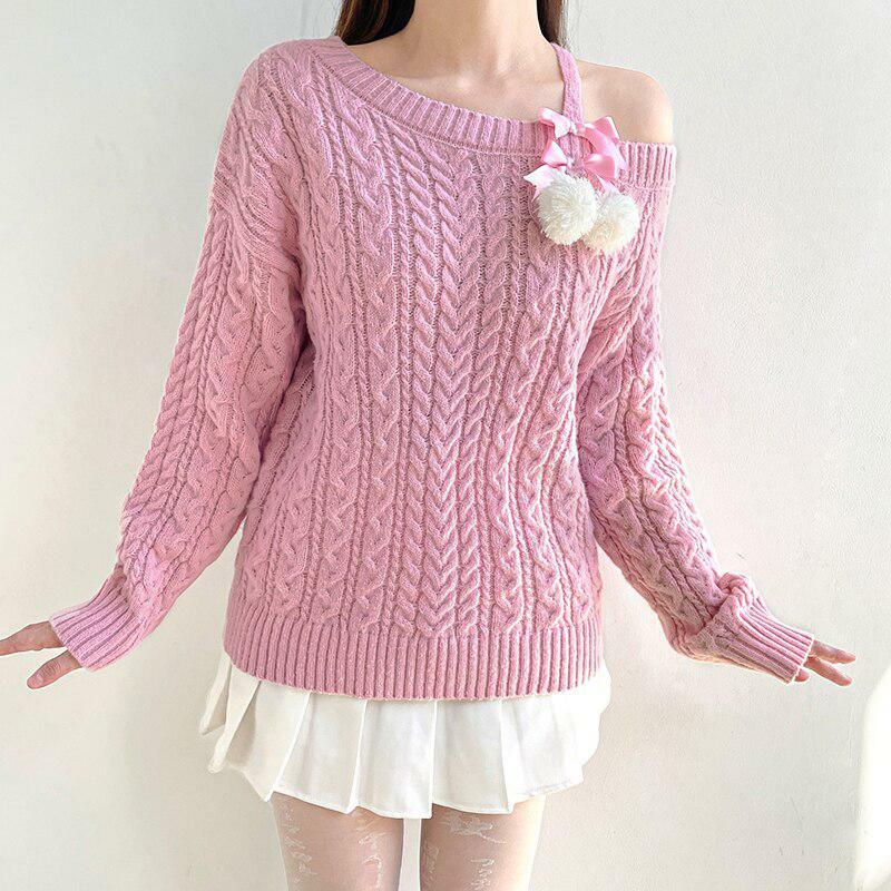 Y2K Coquette Cut-Out Knit Sweater - Trendy 2000s Fashion Essential