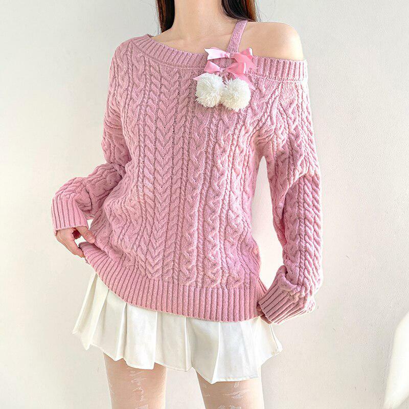 Y2K Coquette Cut-Out Knit Sweater - Trendy 2000s Fashion Essential