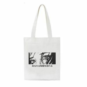 Y2K Fashion Anime Eyes Tote Bag - Trendy 2000s Style Accessory